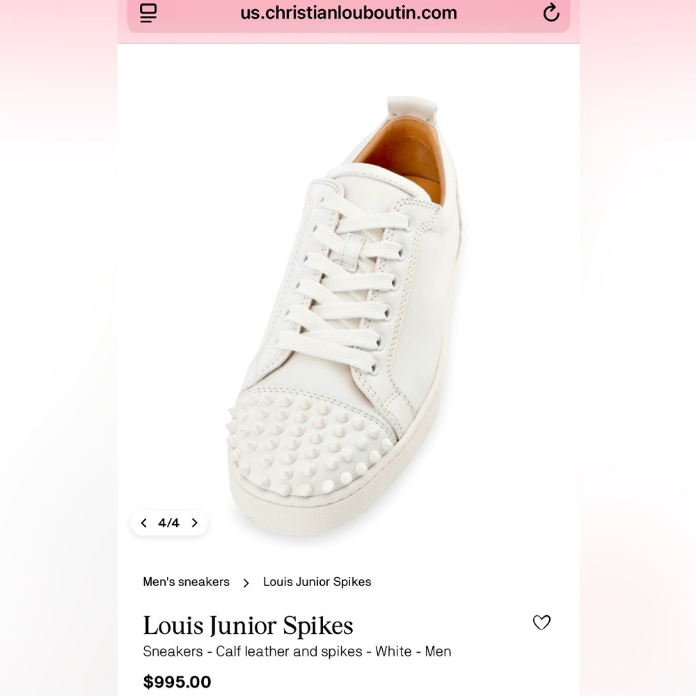 Christian Louboutin White Louis Junior Spikes Sneakers